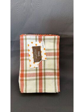 Fall Plaid Dishcloth Set 12" X 12" 6-Pack Orange & Green Cotton Microfiber Blend